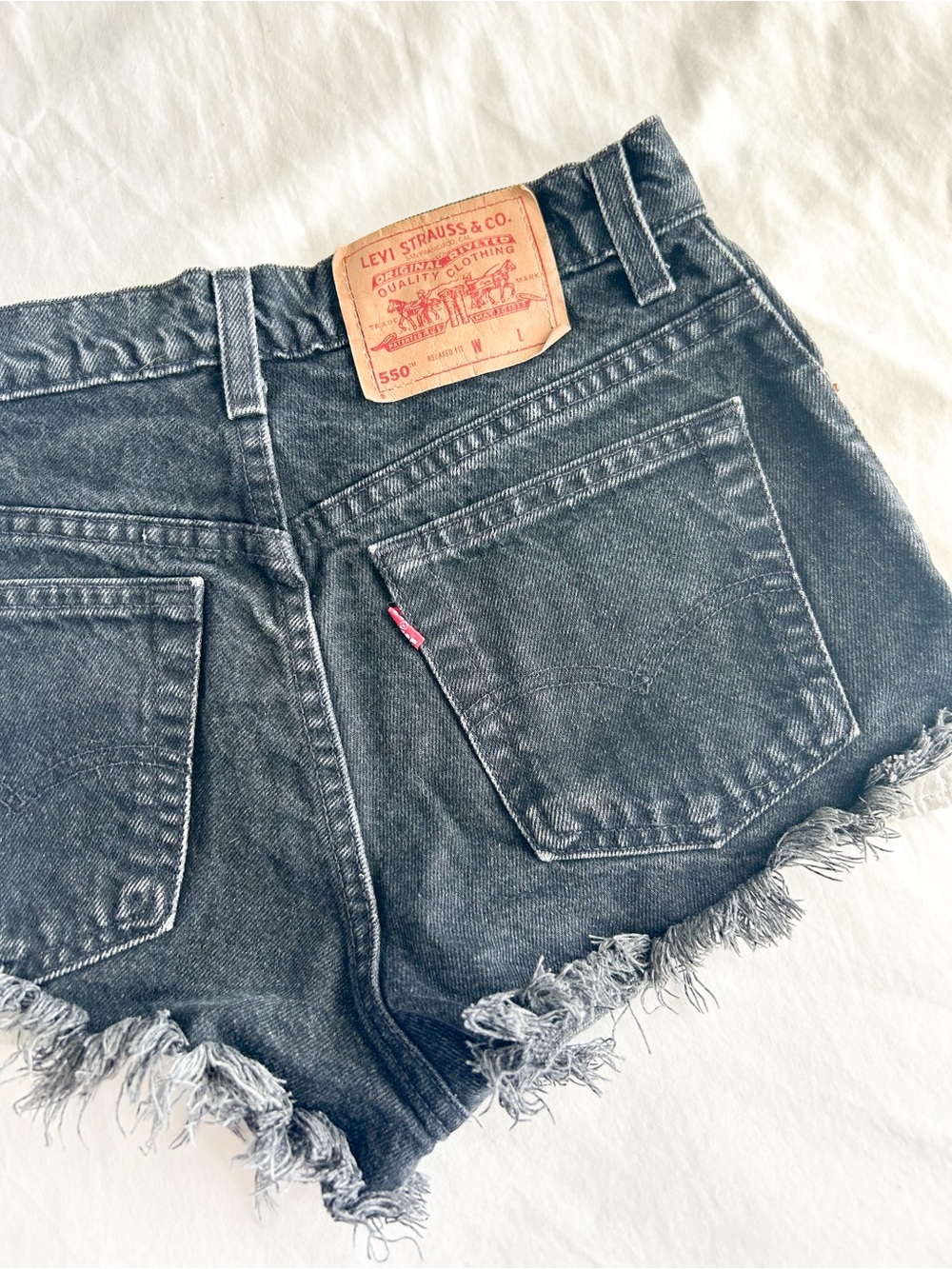 Levi's 550s Black Denim Frayed Hem Women's Shorts